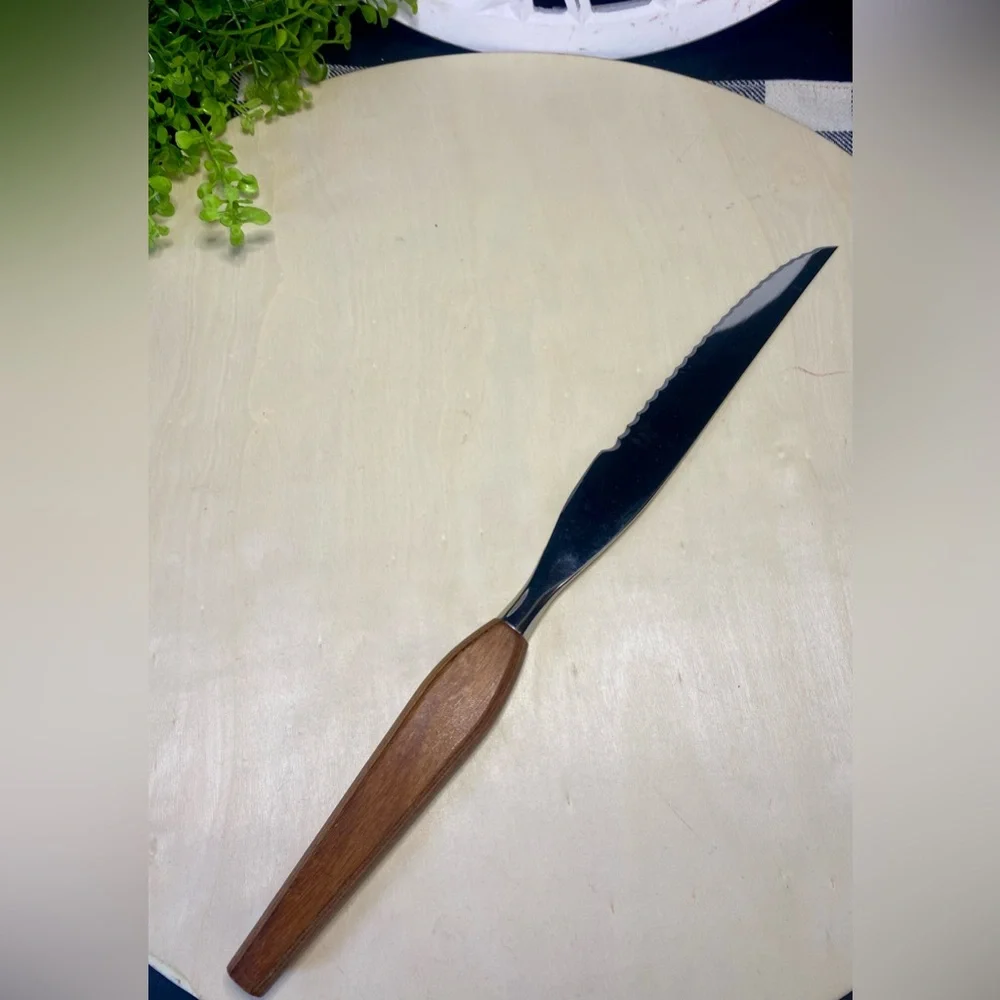 Vintage Town & Country Fleetwood Design Stainless‎ Blade Teak Handle 2 Piece Set